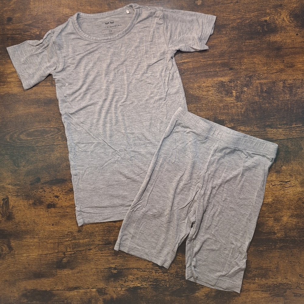 Little Sleepies Light Gray Short Sleeve Tee & Matching Shorts Set